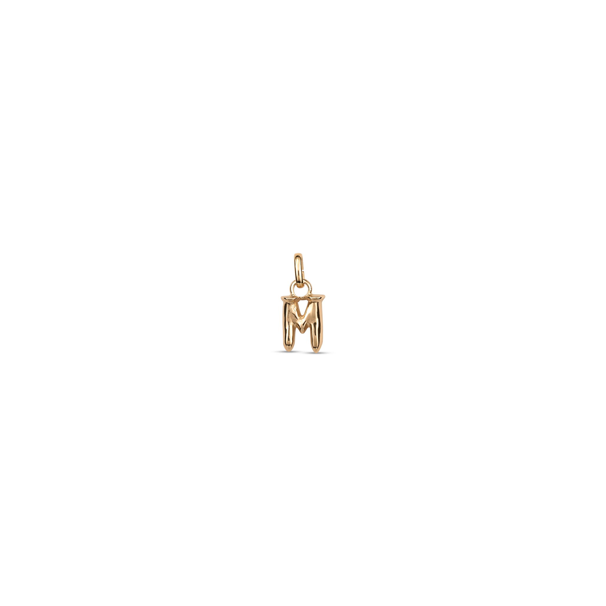 18K gold-plated charm with small letter M, Golden, large image number null